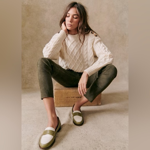 Sezane Sweaters - NWT SÉZANE James Sweater in Cable Knit with Button Detail - Ecru/White